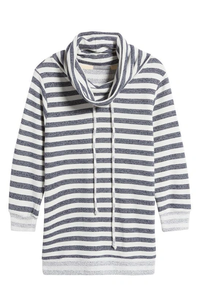 Shop Loveappella Cowl Tie Stripe Pullover In Navy White