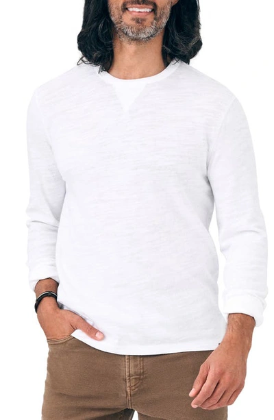 Shop Faherty Sunwashed Long Sleeve Slub Organic Cotton T-shirt In White