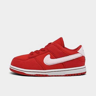 Shop Nike Girls' Toddler Dunk Low Casual Shoes In Fire Red/pink Foam/light Crimson/white