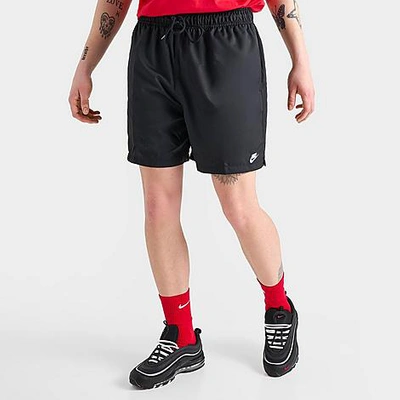 Shop Nike Men's Club Woven 6" Flow Shorts In Black/white