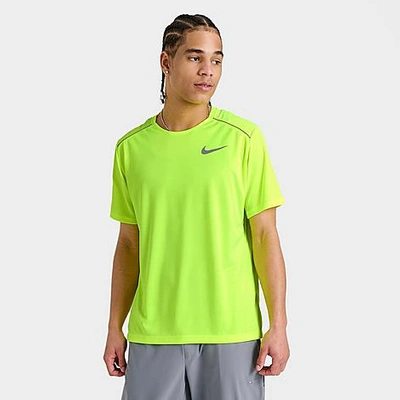 Shop Nike Men's Miler Short-sleeve Running Top In Volt