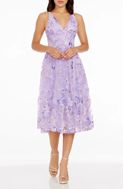 Dress The Population Audrey Dress In Lavender Multi
