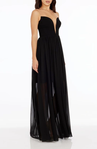 Shop Dress The Population Eleanor Illusion Neck Gown In Black