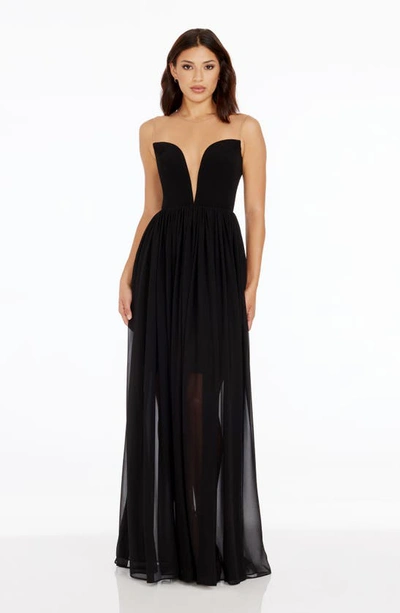 Shop Dress The Population Eleanor Illusion Neck Gown In Black