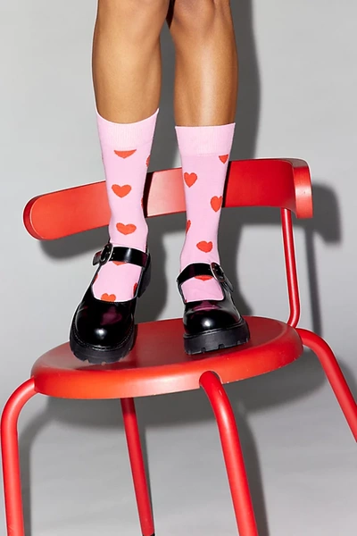 Shop Happy Socks Heart Crew Sock In Pink, Women's At Urban Outfitters