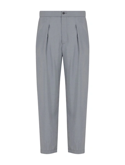 Shop Giorgio Armani Elasticated-waistband Pleat-detail Trousers In Grey