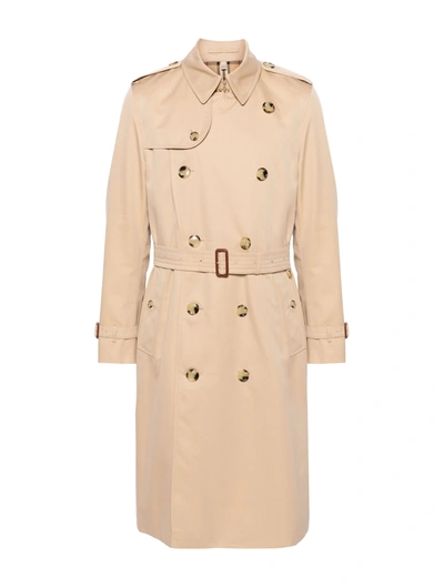Shop Burberry Heritage Kensington Belted Trench Coat In Nude & Neutrals