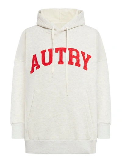 Autry Oversized Sweatshirt With Hood In Nude & Neutrals