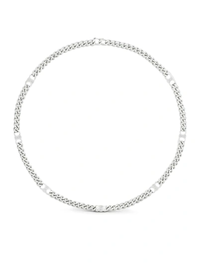 Shop Celine Small Gourmette Triomphe Necklace In Brass With Silver Rhodium Finish In Metallic