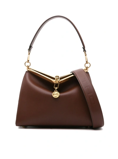 Shop Etro Vela Medium Shoulder Bag In Brown