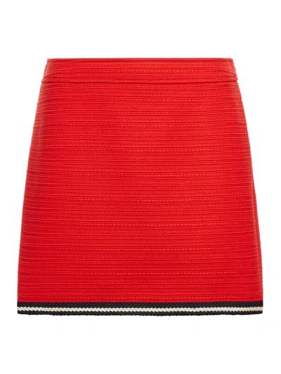Shop Gucci Wool Skirt With Braided Finishes In Red