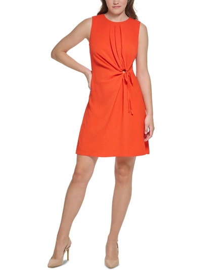 Shop Calvin Klein Womens Textured Cutout Sheath Dress In Red