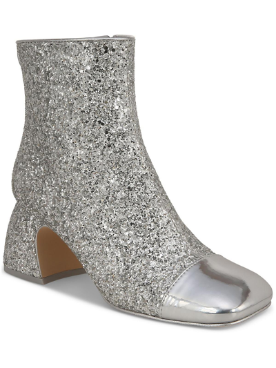 Shop Circus By Sam Edelman Osten Womens Faux Leather Glitter Booties In Silver