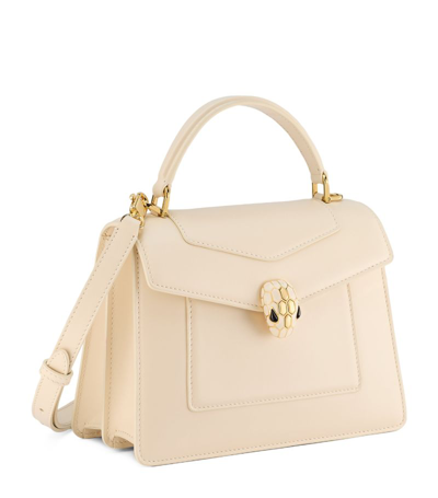 Shop Bvlgari Leather Serpenti Forever Top-handle Bag In White
