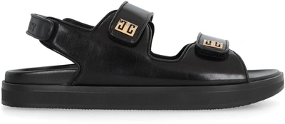 Shop Givenchy 4g Leather Sandals In Black