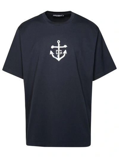 Shop Dolce & Gabbana Navy Cotton T-shirt