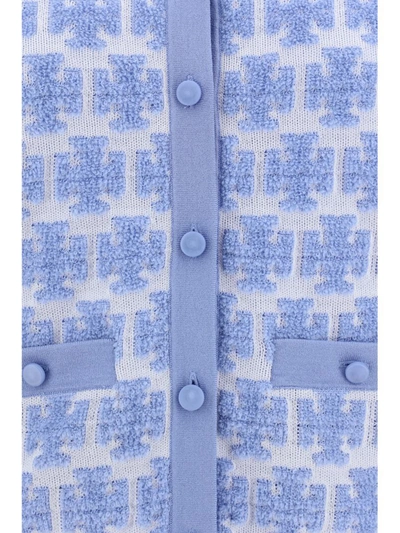 Shop Tory Burch Knitwear In Hydrangea Blue / White