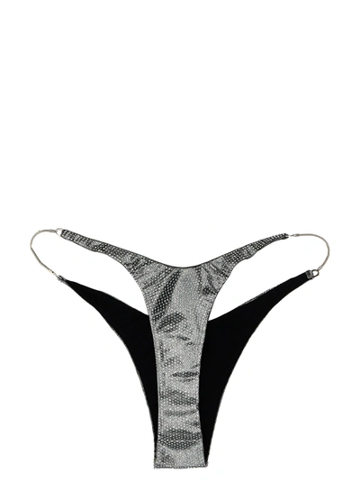 Shop Mugler Rhinestone Bikini Briefs Beachwear Gray