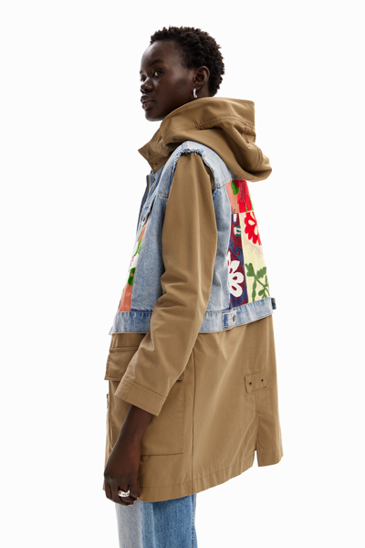 Desigual Chaq Yale 2-in-1 Hooded Jacket In Green