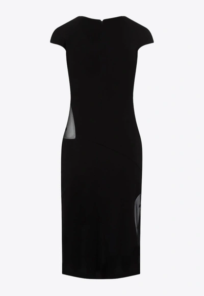 Givenchy Womens Black Semi-sheer Cut-out Woven Midi Dress In Black