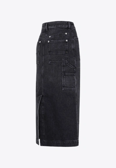 Shop Givenchy A-line Midi Denim Skirt In Black