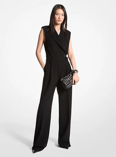 Shop Michael Kors Crepe Double-breasted Jumpsuit In Black