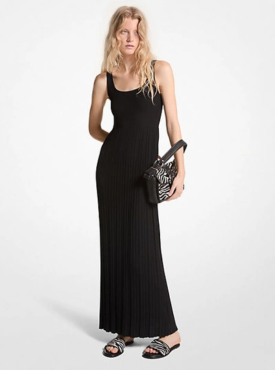 Shop Michael Kors Ribbed Stretch Knit Maxi Dress In Black