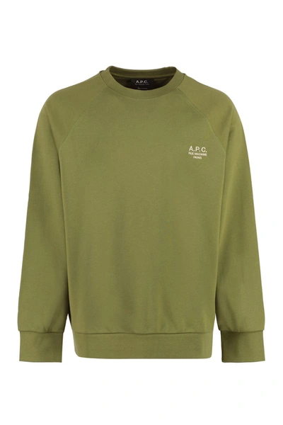Shop Apc A.p.c. Cotton Crew-neck Sweatshirt In Green