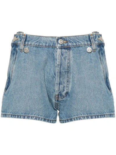 Coperni Open-hip Cotton Denim Shorts In Washed Blue