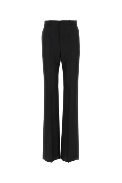 Shop Balenciaga Woman Black Wool Blend Pant