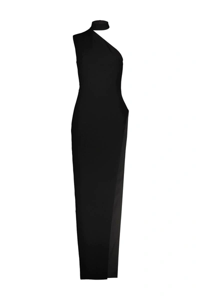 Shop Monot Mônot Asymmetric Shoulder Dress Clothing In Black