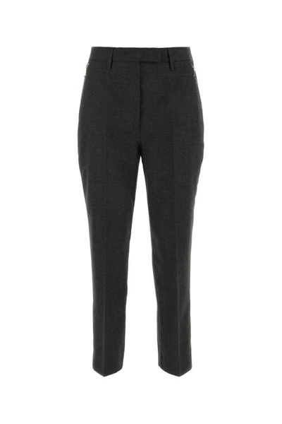 Shop Prada Woman Melange Graphite Wool Pant In Gray