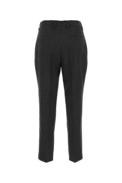 Shop Prada Woman Melange Graphite Wool Pant In Gray