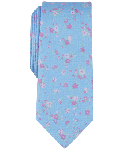 Shop Bar Iii Men's Lance Floral Tie, Created For Macy's In Light Blue