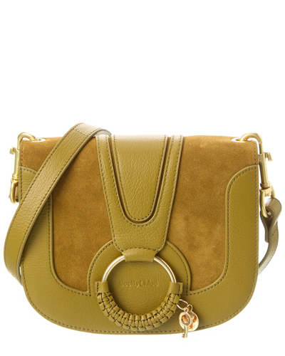 Shop See By Chloé Hana Small Leather & Suede Crossbody In Green