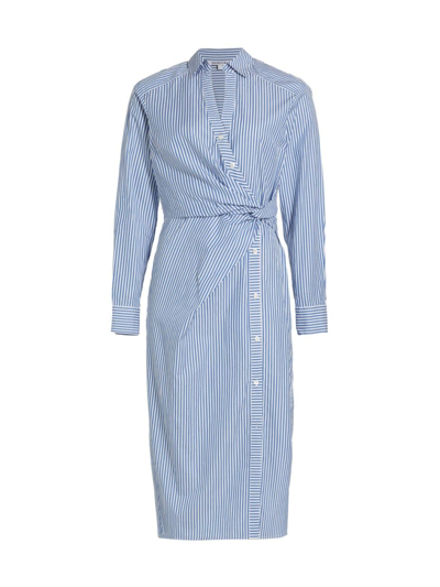 Shop Veronica Beard Women's Wright Striped Cotton Poplin Midi-dress In Blue White Stripe