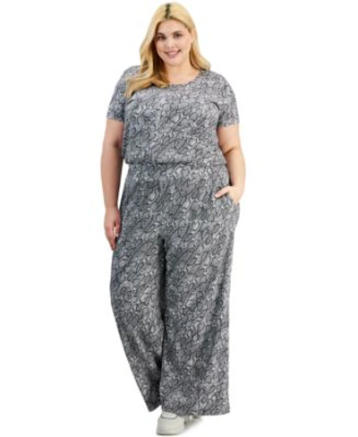 Shop Bar Iii Trendy Plus Size Snakeskin Print Top Pull On Pants Created For Macys In Jess Snake