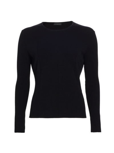 Shop Saks Fifth Avenue Women's Rib-knit Crewneck Top In Black