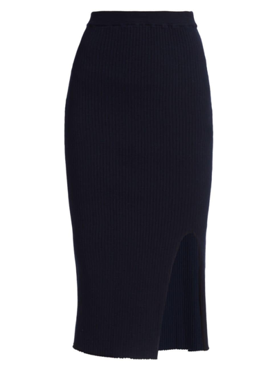Shop Saks Fifth Avenue Women's Wide Rib-knit Pencil Skirt In Deep Navy