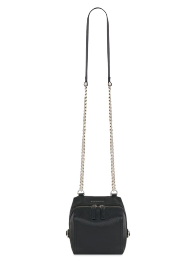 Shop Givenchy Men's Mini Pandora Bag In Grained Leather With Chain In Black