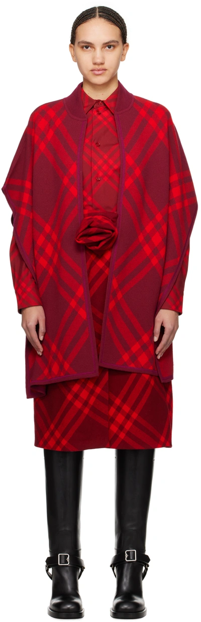 Shop Burberry Red Check Coat In Ripple/ Pillar