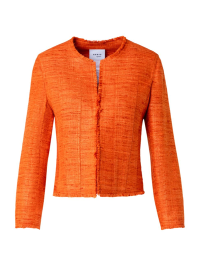 Shop Akris Punto Women's Fringed Silk Jacket In Orange