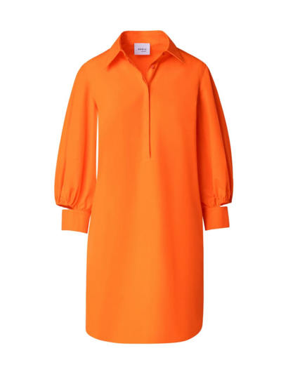 Shop Akris Punto Women's Balloon-sleeve Poplin Minidress In Orange