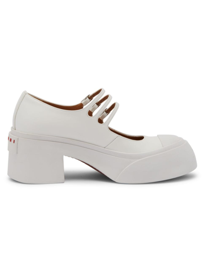 Shop Marni Women's Leather Mary Jane Pumps In Lily White
