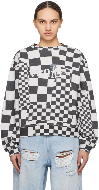 Shop Erl Gray & Black Check Sweatshirt In Checker 1