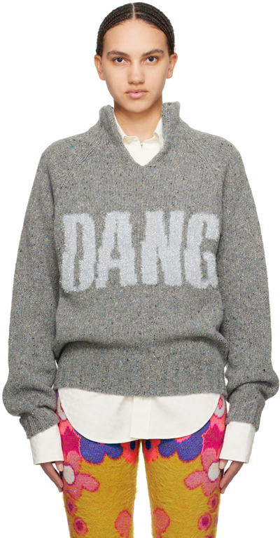 Shop Erl Gray 'dangerous' Sweater In Grey Melange 1