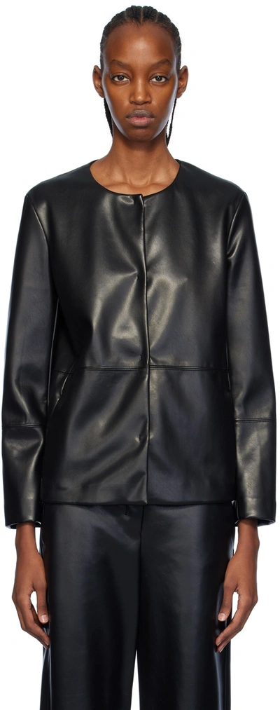 Shop Max Mara Black Festoso Faux-leather Jacket In 045 Black