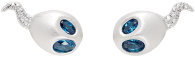 Shop Jiwinaia Silver Tadpole Earrings In Sapphire