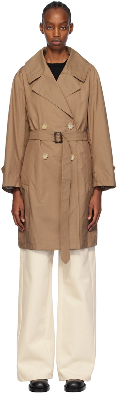 Shop Max Mara Brown Vtrench Trench Coat In 11 Caramel