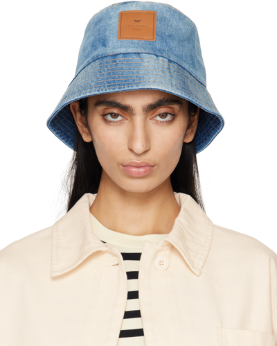 Shop Weekend Max Mara Blue Denim Patch Bucket Hat In 001 Ultramarine